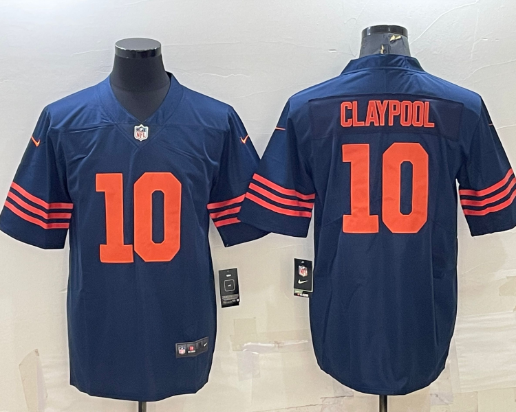 Men's Chicago Bears Chase Claypool #10 Navy Jersey