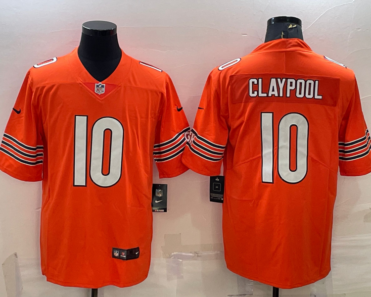 Men's Chicago Bears Chase Claypool #10 Orange Jersey