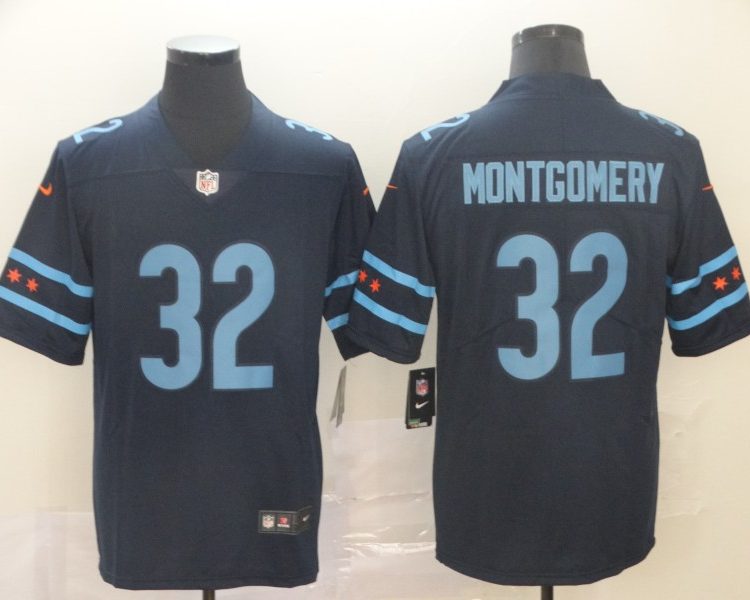Men's Chicago Bears David Montgomery #32 Navy Jersey City Edition