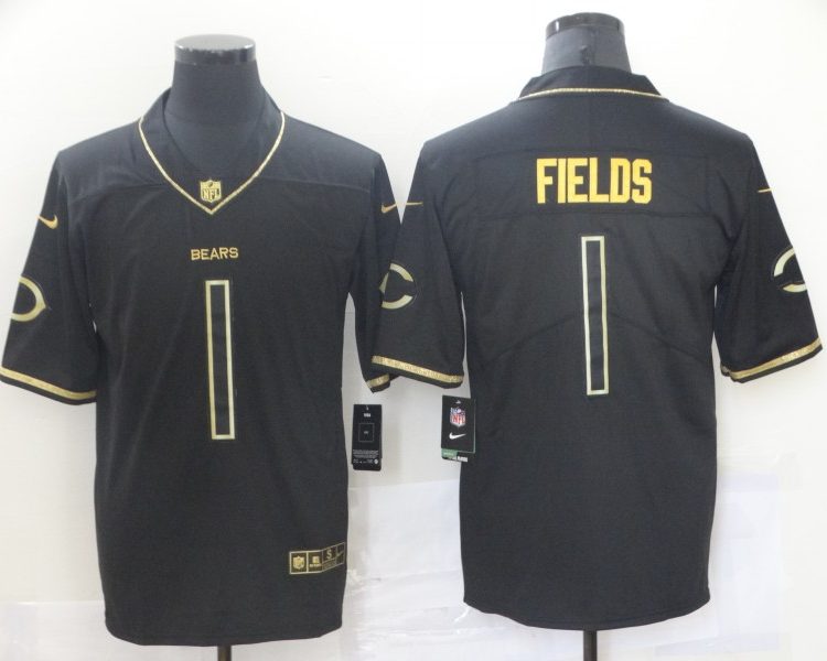 Men's Chicago Bears Justin Fields #1 Black Jersey