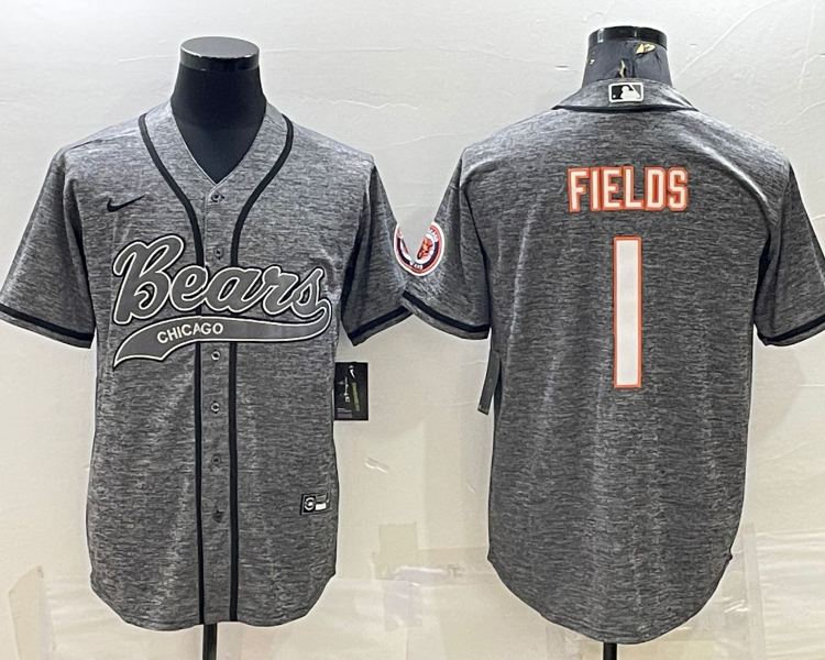 Men's Chicago Bears Justin Fields #1 Gray Jersey Joint Edition