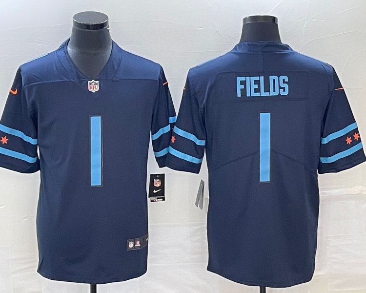 Men's Chicago Bears Justin Fields #1 Navy Jersey City Edition