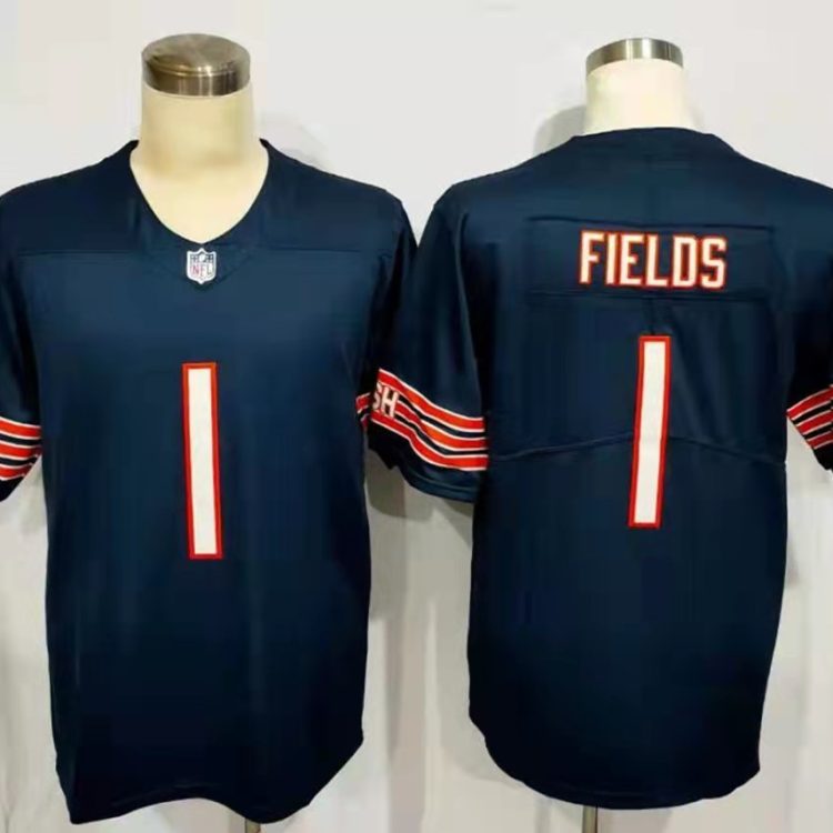 Men's Chicago Bears Justin Fields #1 Navy Vapor Limited Jersey