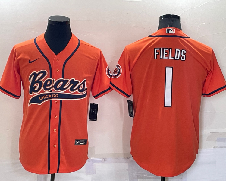 Men's Chicago Bears Justin Fields #1 Orange Jersey Joint Edition