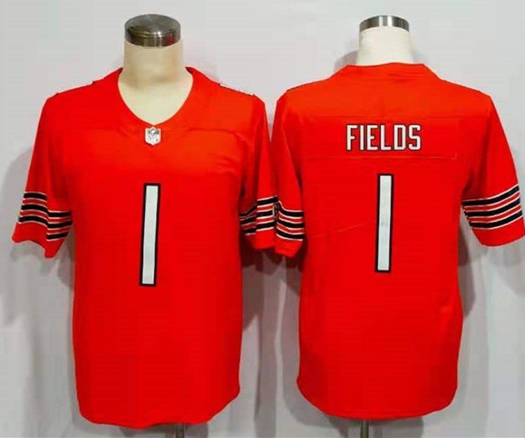 Men's Chicago Bears Justin Fields #1 Orange Jersey