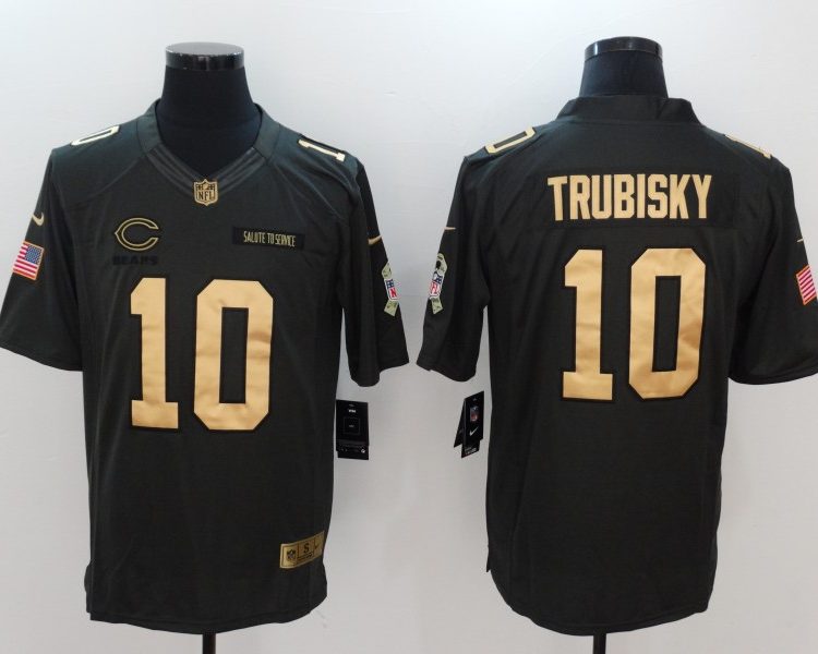 Men's Chicago Bears Mitch Trubisky #10 Black Jersey
