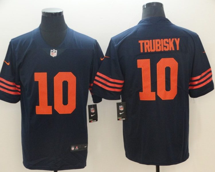Men's Chicago Bears Mitch Trubisky #10 Navy Jersey