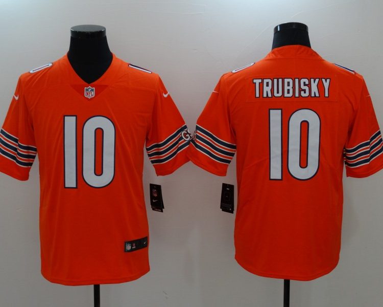 Men's Chicago Bears Mitch Trubisky #10 Orange Jersey