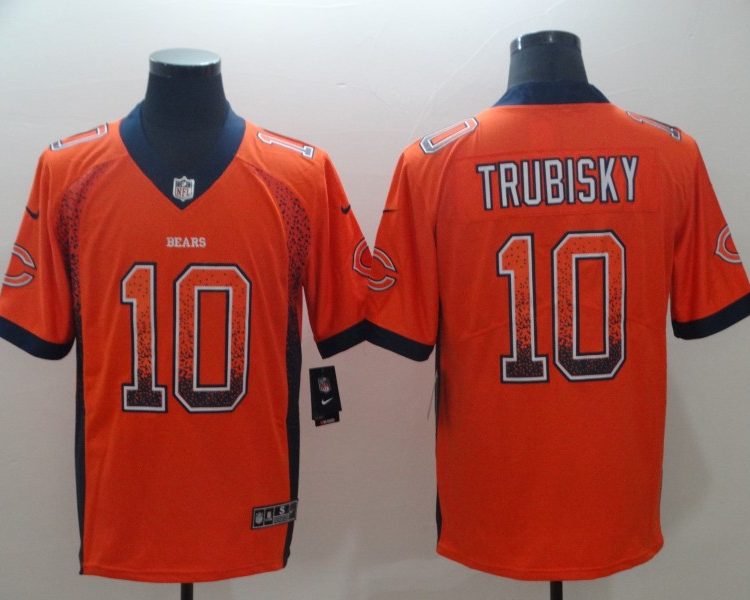 Men's Chicago Bears Mitch Trubisky #10 Orange Jersey