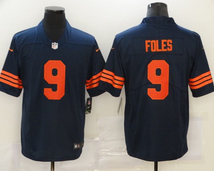 Men's Chicago Bears Nick Foles #9 Navy Jersey