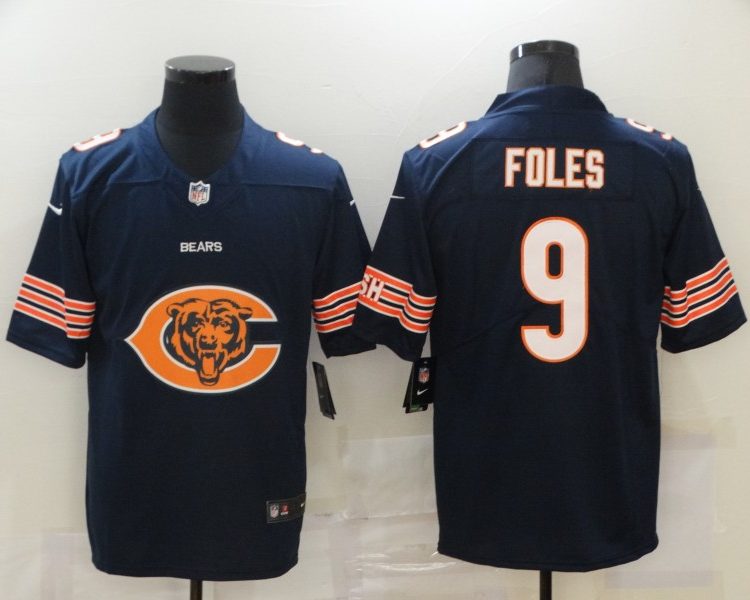Men's Chicago Bears Nick Foles #9 Navy Jersey
