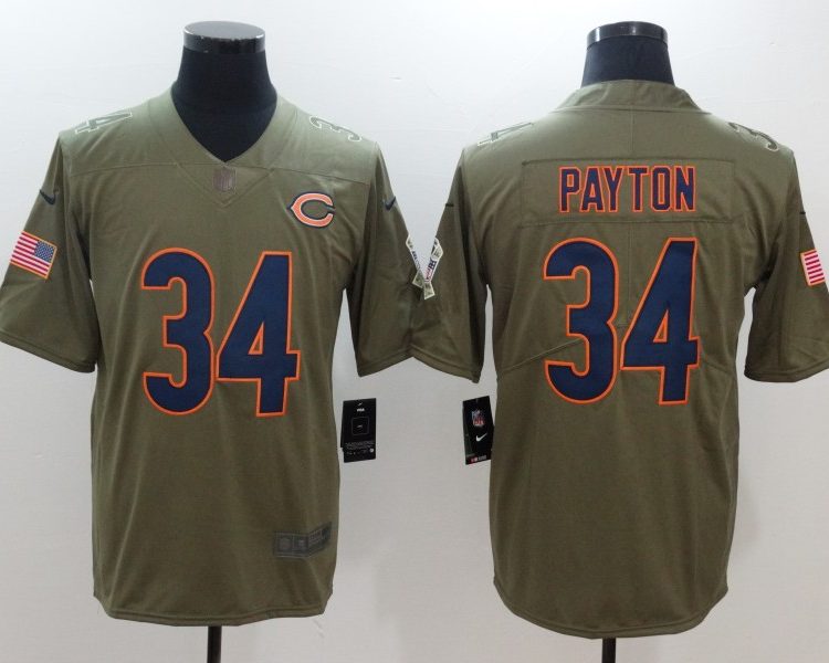 Men's Chicago Bears Walter Payton #34 Army Green Jersey