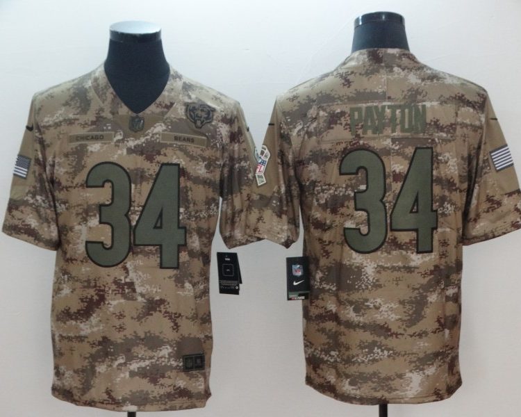 Men's Chicago Bears Walter Payton #34 Camouflage Jersey