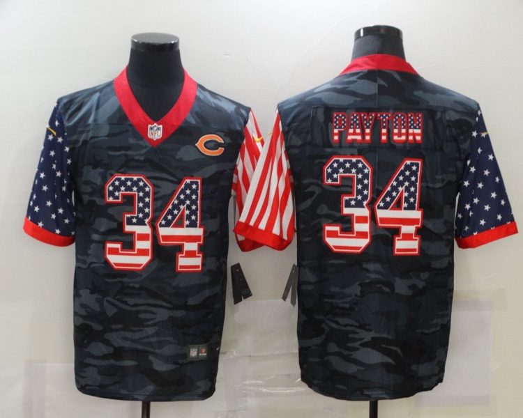 Men's Chicago Bears Walter Payton #34 Gray Camouflage Jersey