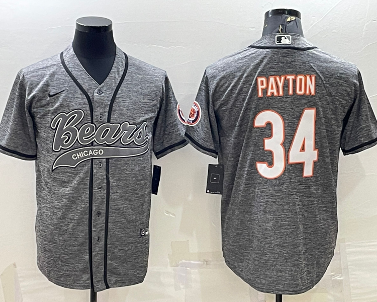 Men's Chicago Bears Walter Payton #34 Gray Jersey Joint Edition