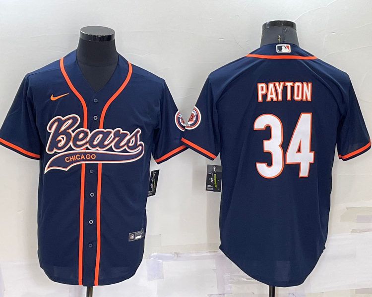 Men's Chicago Bears Walter Payton #34 Navy Jersey Joint Edition