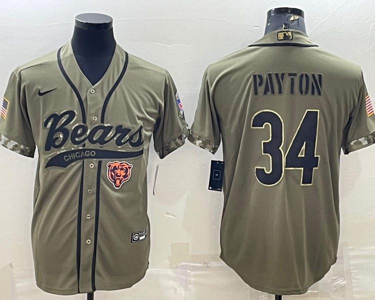 Men's Chicago Bears Walter Payton #34 Olive 2022 Salute To Service Limited Jersey Joint Edition