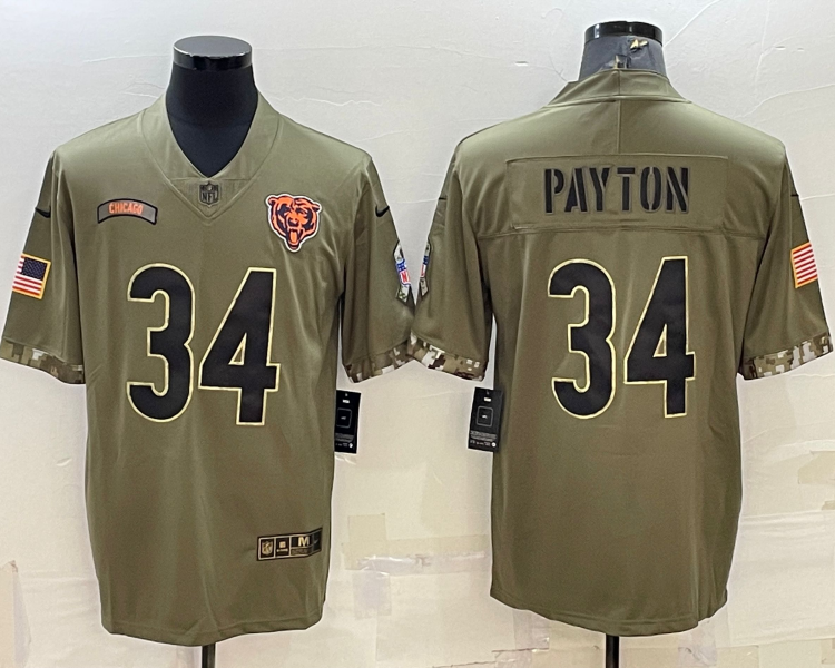 Men's Chicago Bears Walter Payton #34 Olive 2022 Salute To Service Limited Jersey