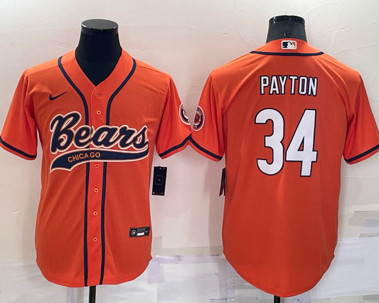 Men's Chicago Bears Walter Payton #34 Orange Jersey Joint Edition