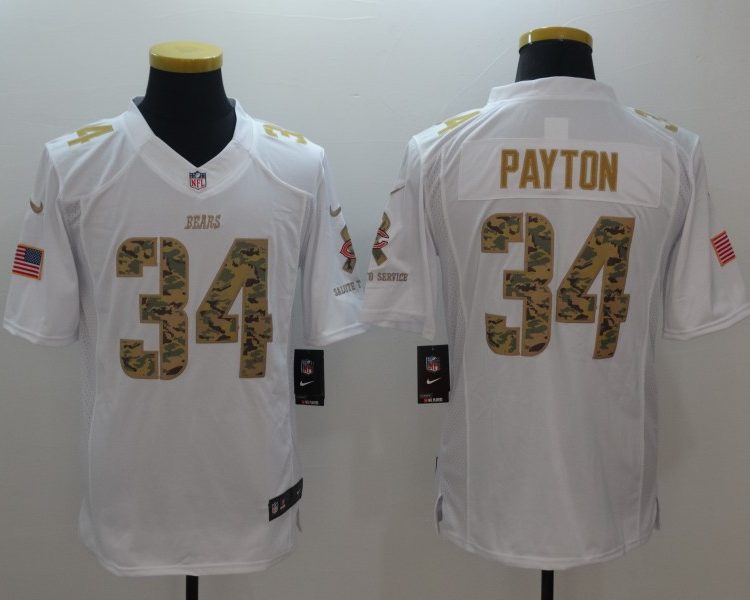 Men's Chicago Bears Walter Payton #34 White Jersey