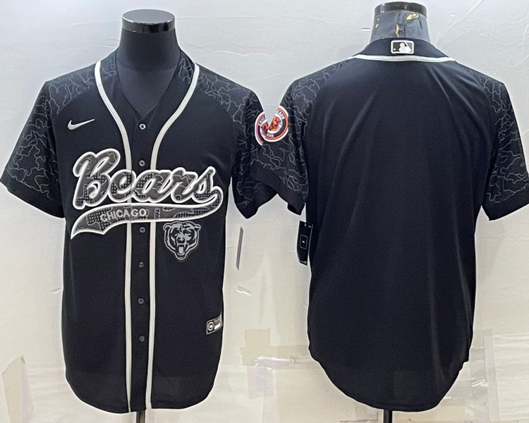 Men's Chicago Bears Black RFLCTV Limited Blank Jersey