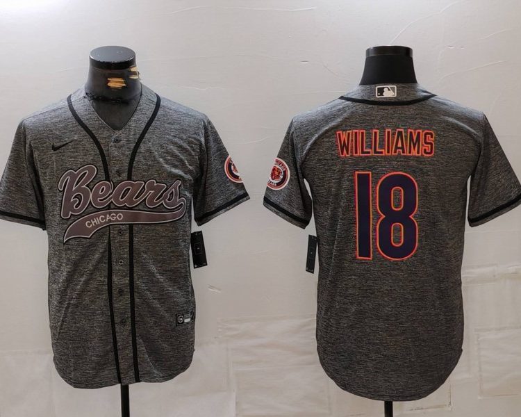 Men's Chicago Bears Caleb Williams #18 Gray Jersey