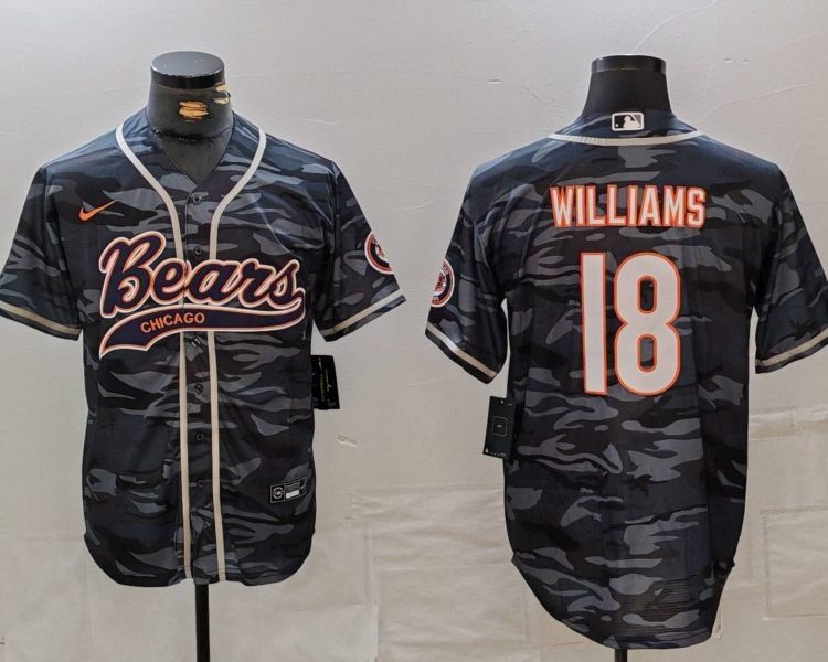 Men's Chicago Bears Caleb Williams #18 Grey Camouflage Jersey