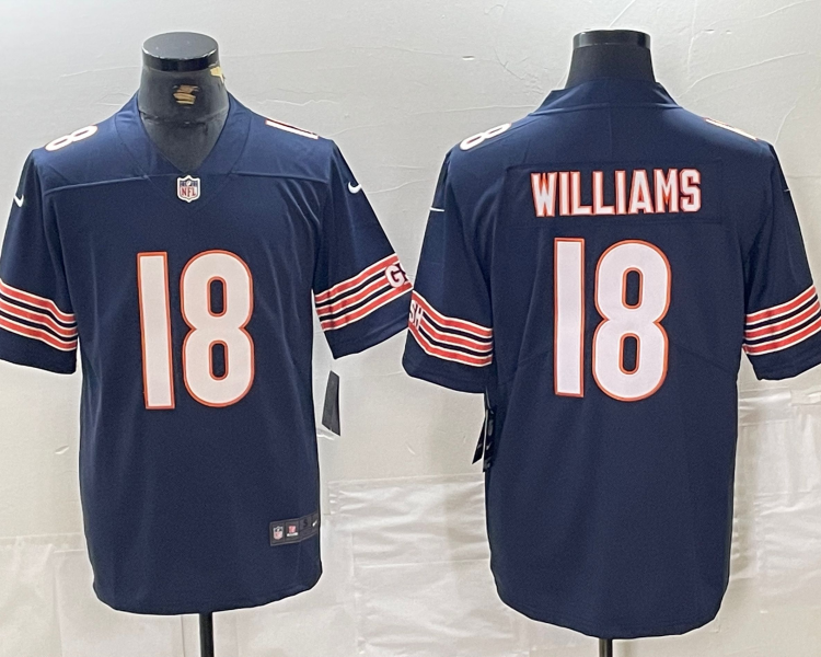 Men's Chicago Bears Caleb Williams #18 Navy 2024 NFL Draft First Round Pick Jersey