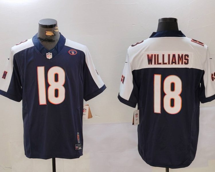 Men's Chicago Bears Caleb Williams #18 Navy Jersey