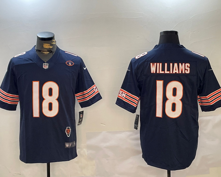 Men's Chicago Bears Caleb Williams #18 Navy Jersey