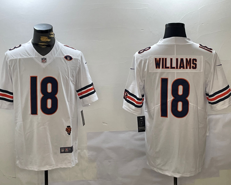 Men's Chicago Bears Caleb Williams #18 White Jersey
