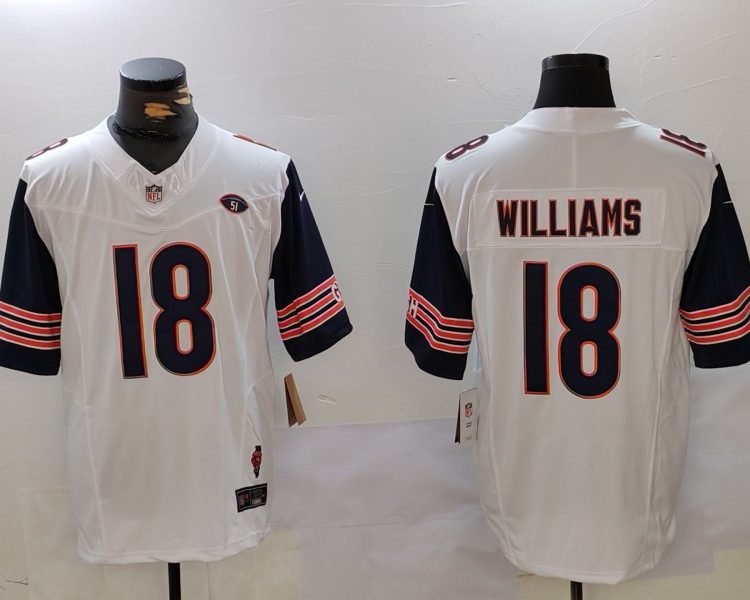 Men's Chicago Bears Caleb Williams #18 White Jersey