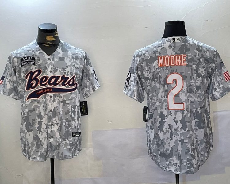 Men's Chicago Bears D.J. Moore #2 Arctic Camo 2024 Salute to Service Jersey