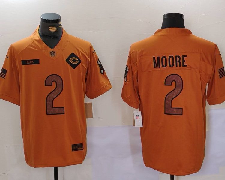 Men's Chicago Bears D.J. Moore #2 Brown 2023 Salute To Service Limited Jersey