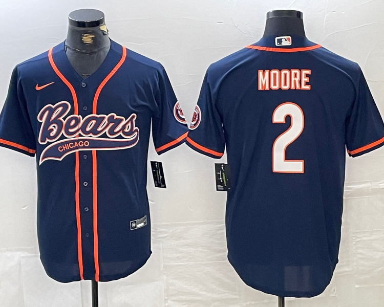Men's Chicago Bears D.J. Moore #2 Navy Jersey