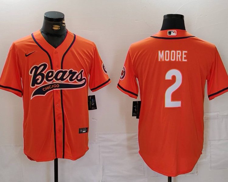 Men's Chicago Bears D.J. Moore #2 Orange Jersey