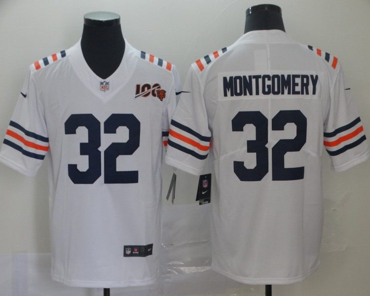 Men's Chicago Bears David Montgomery #32 White Jersey