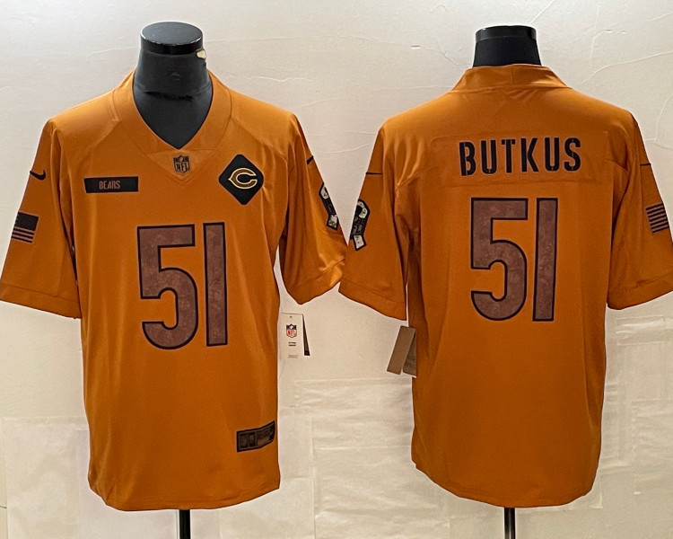 Men's Chicago Bears Dick Butkus #51 Brown 2023 Salute To Service Retired Limited Jersey