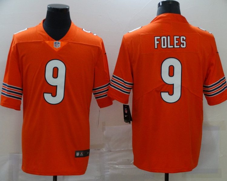 Men's Chicago Bears Nick Foles #9 Orange Jersey