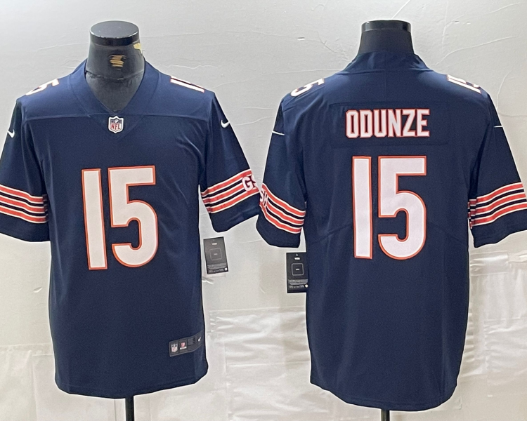 Men's Chicago Bears Rome Odunze #15 Navy 2024 NFL Draft First Round Pick Jersey