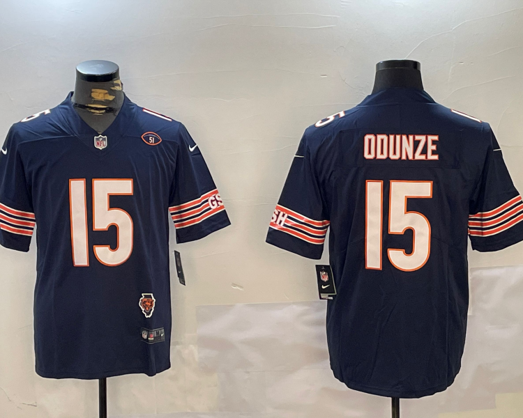 Men's Chicago Bears Rome Odunze #15 Navy Jersey