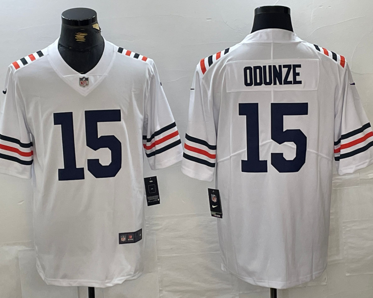 Men's Chicago Bears Rome Odunze #15 White 2024 NFL Draft 2nd Alternate Jersey