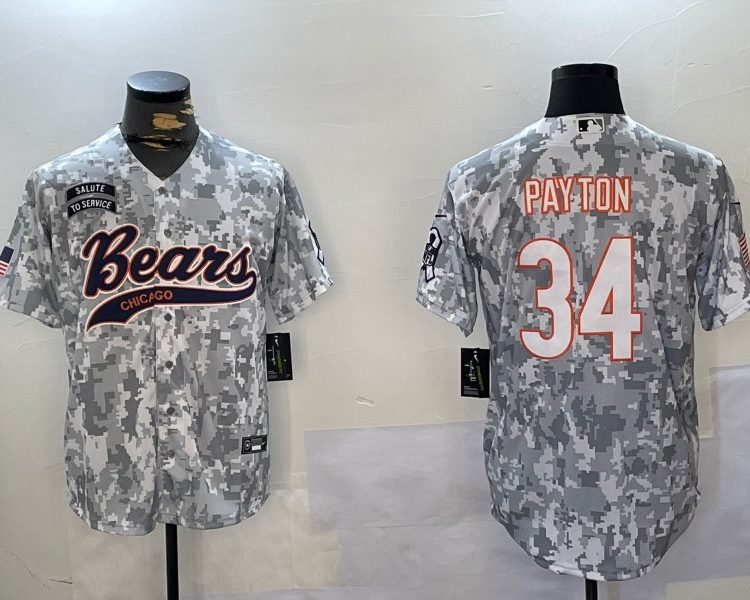 Men's Chicago Bears Walter Payton #34 Arctic Camo 2024 Salute to Service Jersey