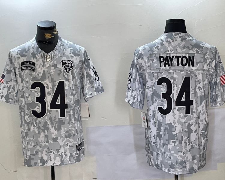 Men's Chicago Bears Walter Payton #34 Arctic Camo 2024 Salute to Service Retired Limited Jersey