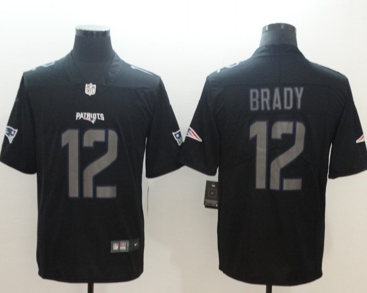 Men's New England Patriots #12 Tom Brady Black Jersey