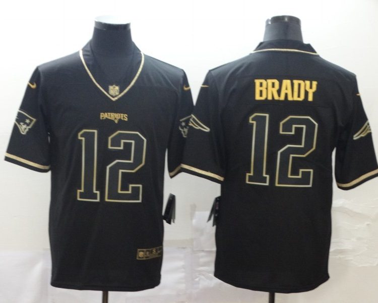 Men's New England Patriots #12 Tom Brady Black Jersey