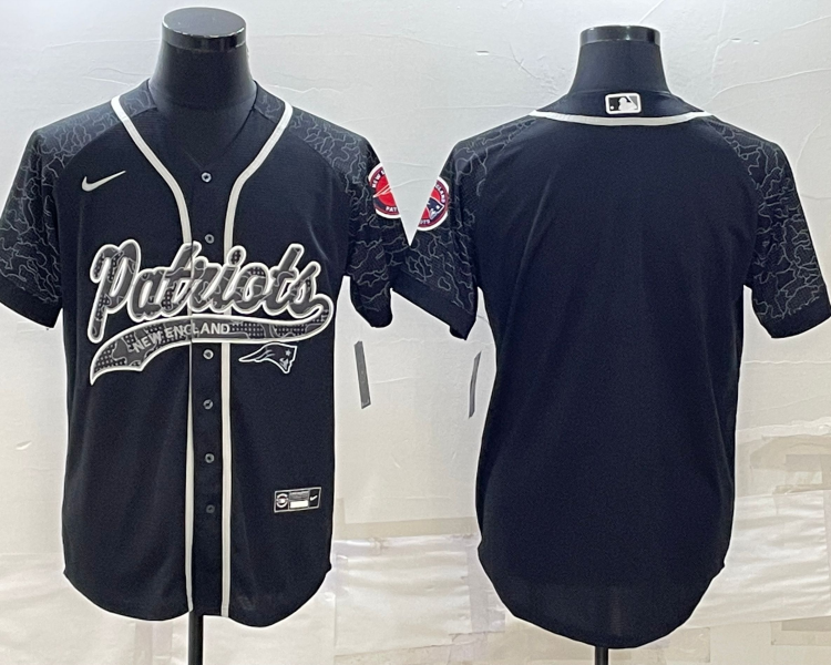 Men's New England Patriots Black RFLCTV Limited Blank Jersey