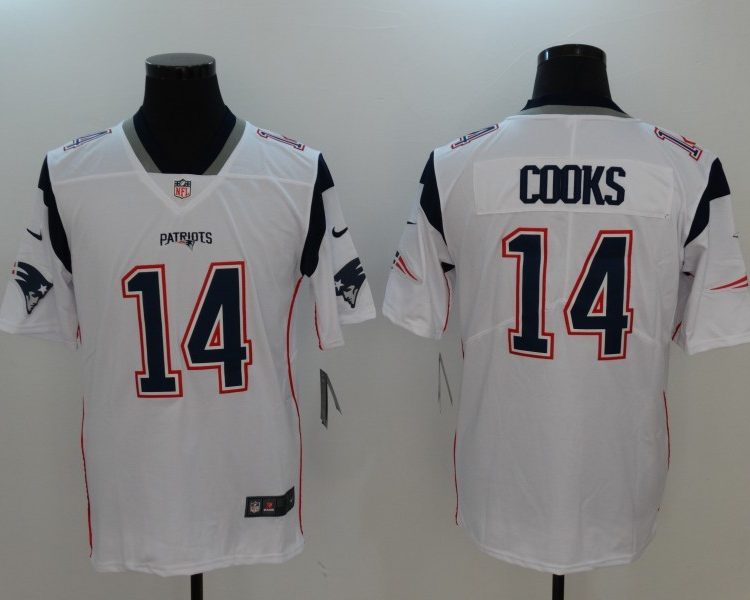 Men's New England Patriots Brandin Cooks #14 White Jersey