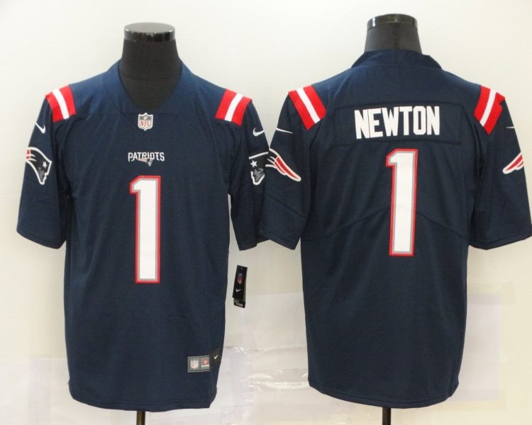 Men's New England Patriots Cam Newton #1 Navy Jersey