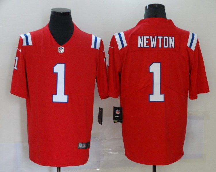 Men's New England Patriots Cam Newton #1 Red Alternate Jersey